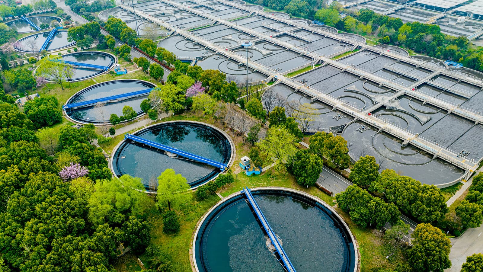 Aerial view of wastewater treatment