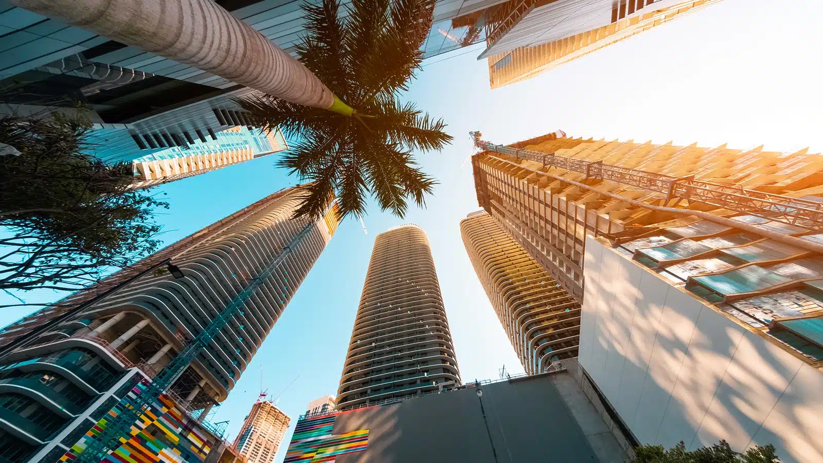Ground view of skyscrapers
